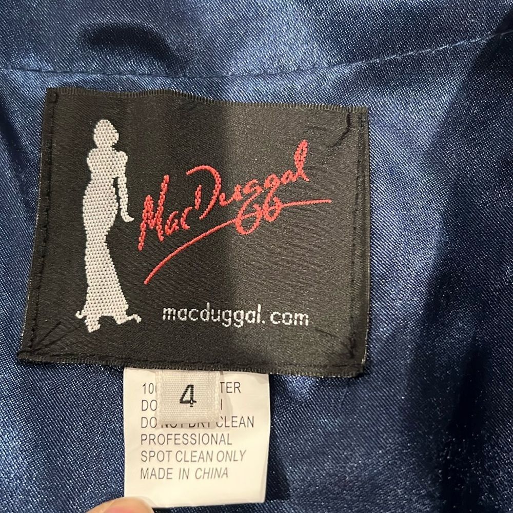 Mac Duggal Flounce Sleeve Floral Maxi Dress in Navy Multi, NWT, Size 4 - Picture 5 of 9